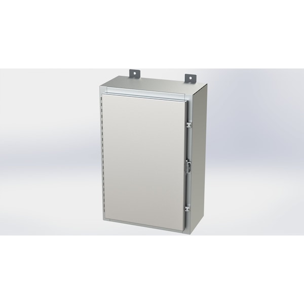Padlockable Hasp Electrical Enclosures, 24 in H, 8 in D, 16 in W, NEMA 4X, 304 Stainless Steel